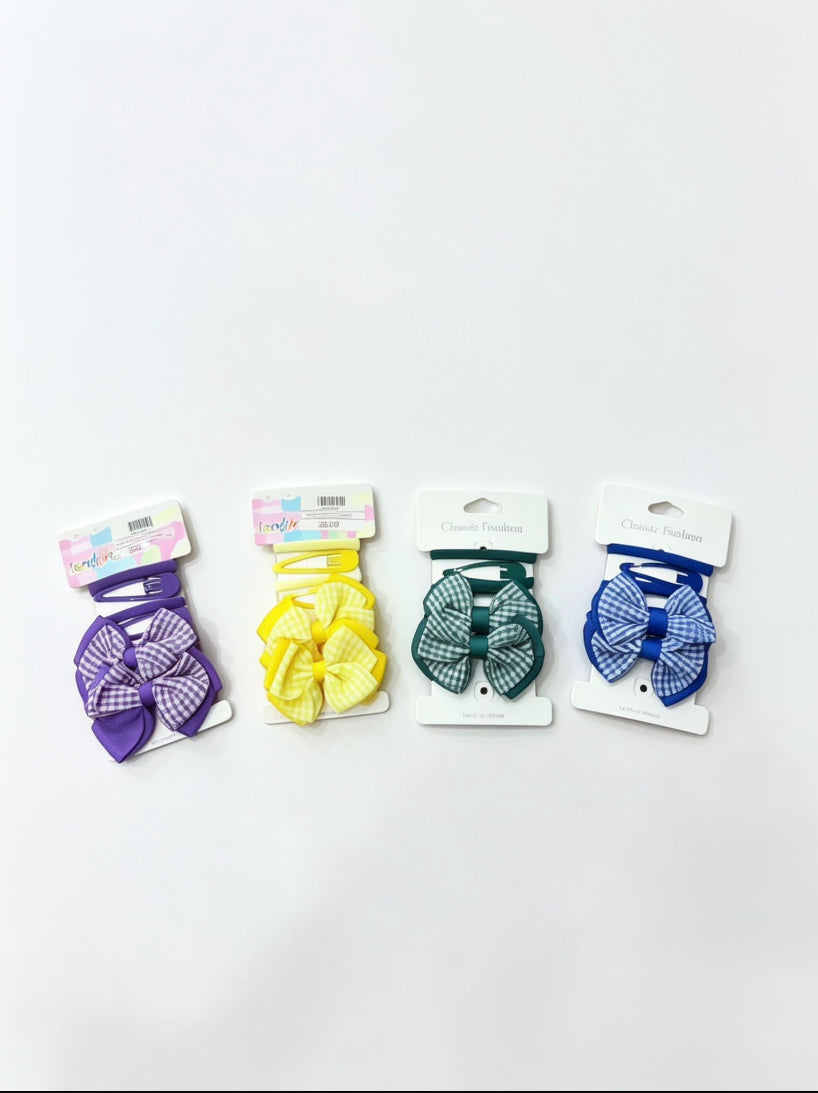 Accessories Gingham Clip & Bobbles 6 Pcs Set V1234050J
