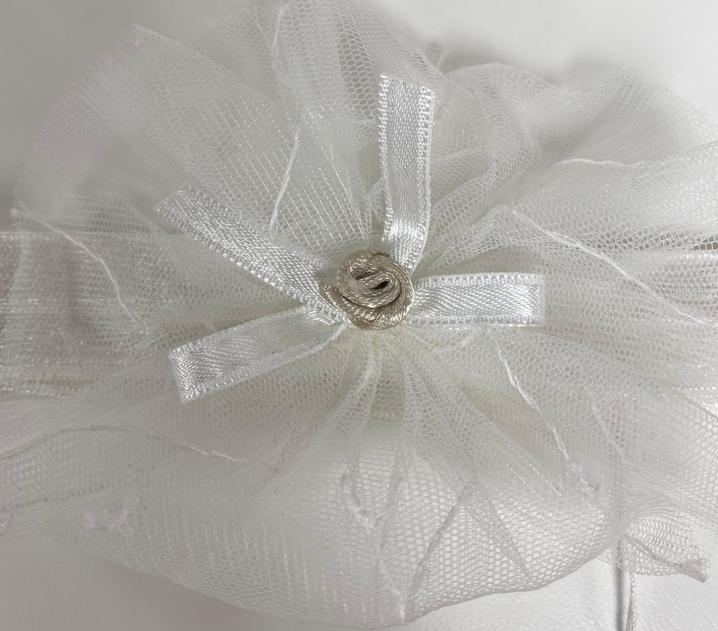 Girls White Headband W/ Champagne Rose