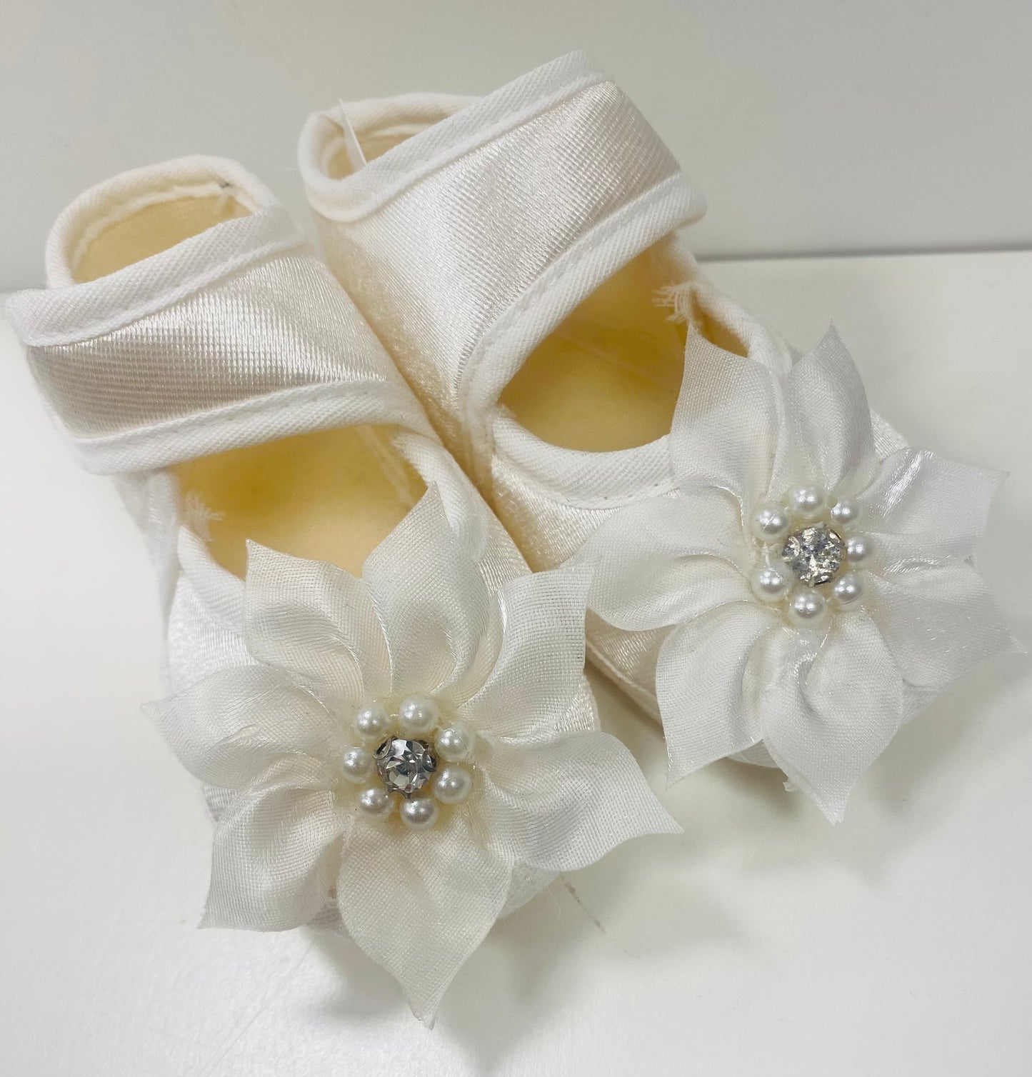 Girls Ivory Flower Diamonte Booties