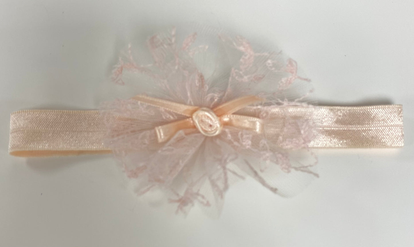 Girls Pink Headband W/ Rose