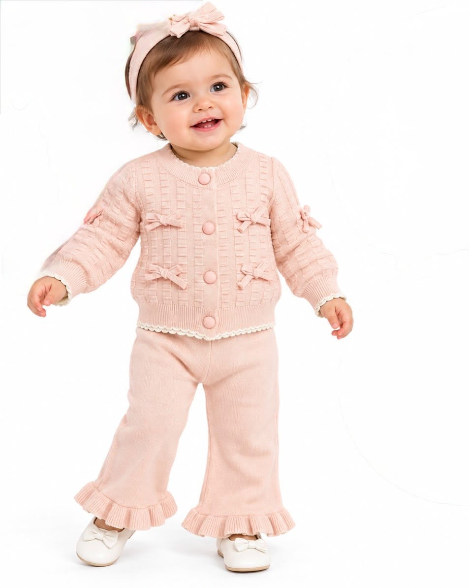 Clothing Girls Knit Cardigan & Leggings Bow Set 0/3-9/12 months