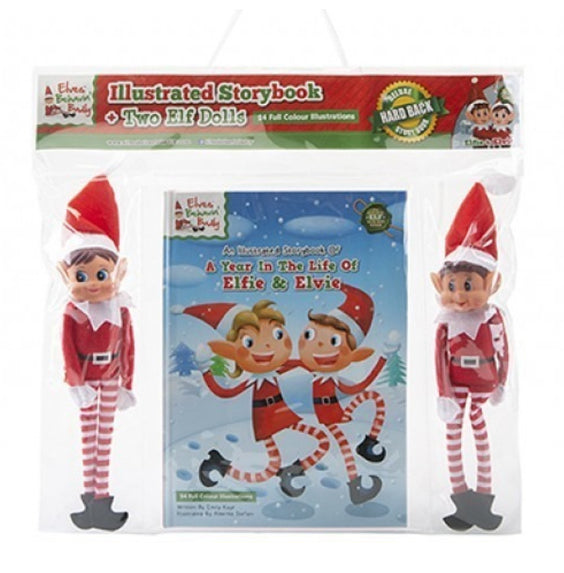 Elf on the shelf story book with 2 elf's