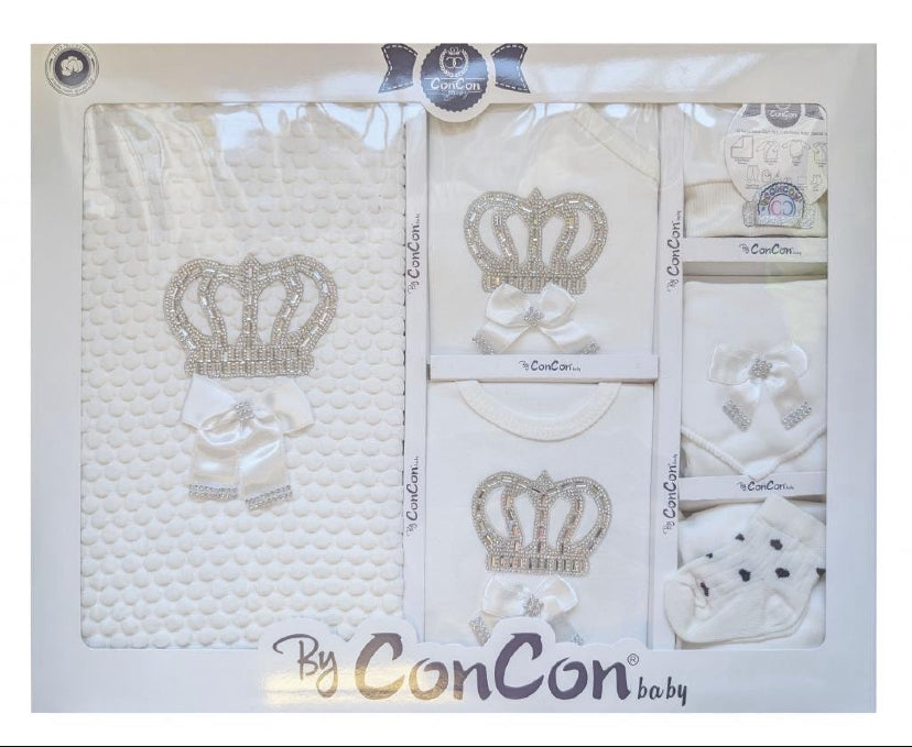 Clothing baby Unisex Crown Gift Set 9 Piece White