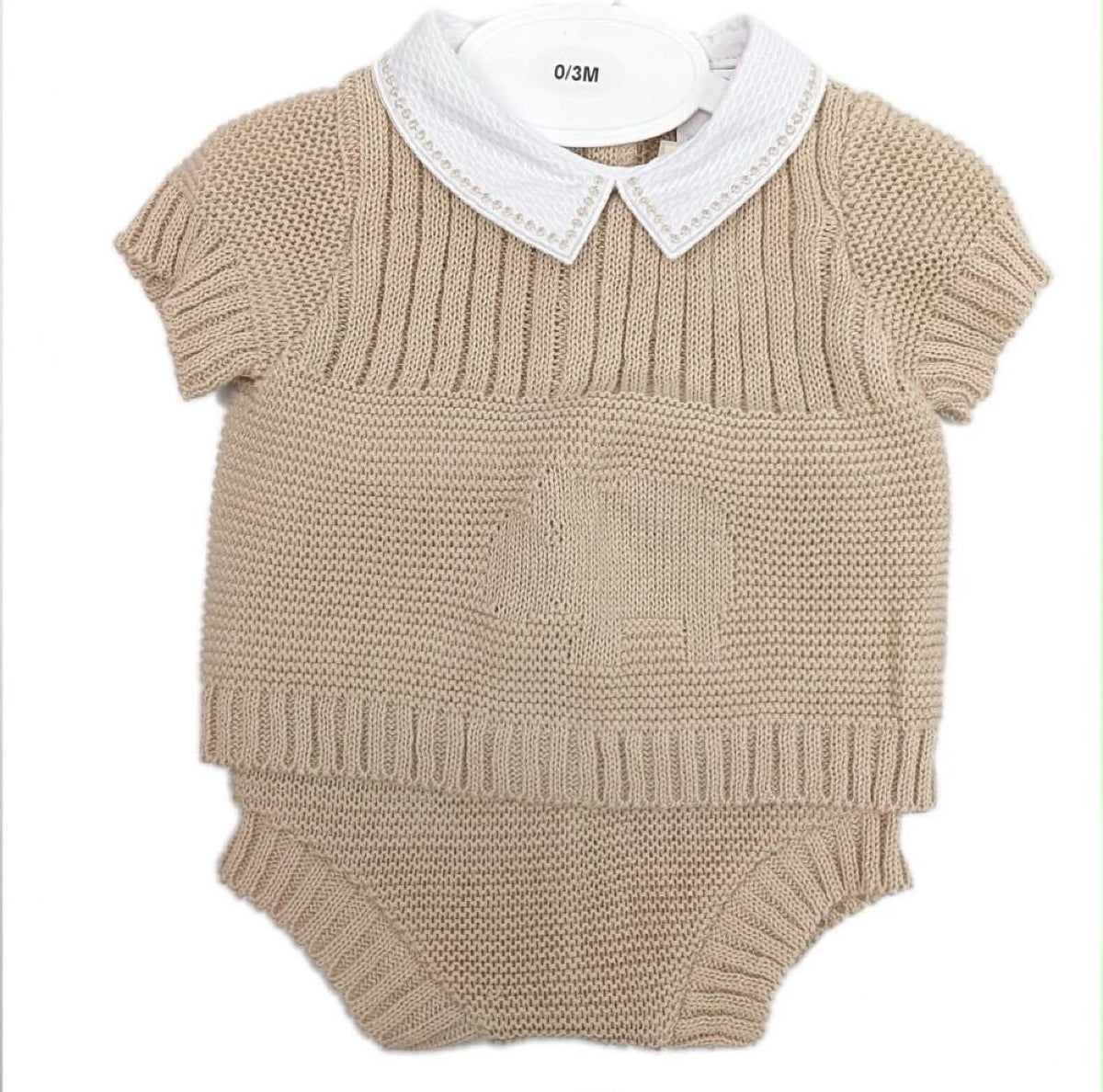 Clothing Unisex Knit Hippo Pattern Set Beige 0/3-9/12 Months