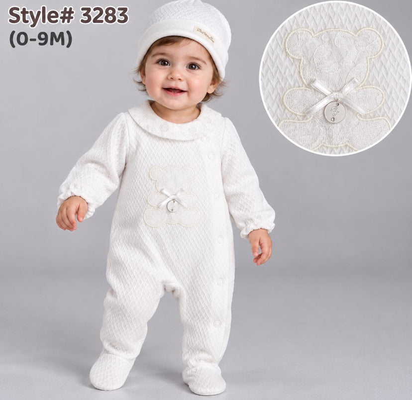 Ivory Teddy Bear Romper With Hat