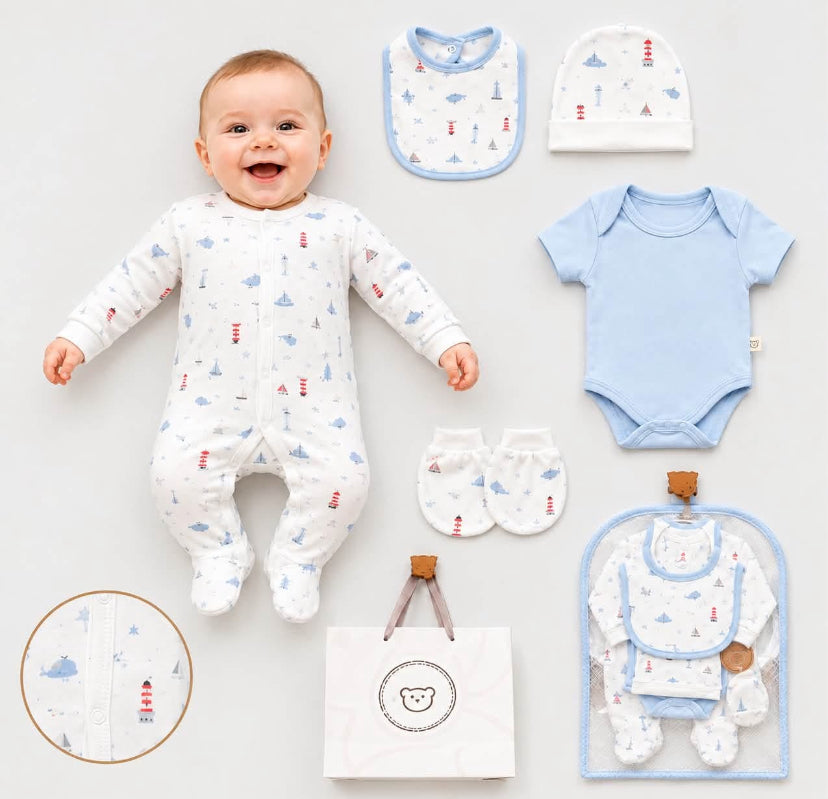Clothing Boys Sailor Five Piece Gift Set 0/3-6/9 months
