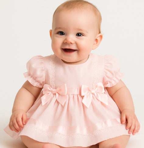 Baby Girl Pink Bow Dress with Pants