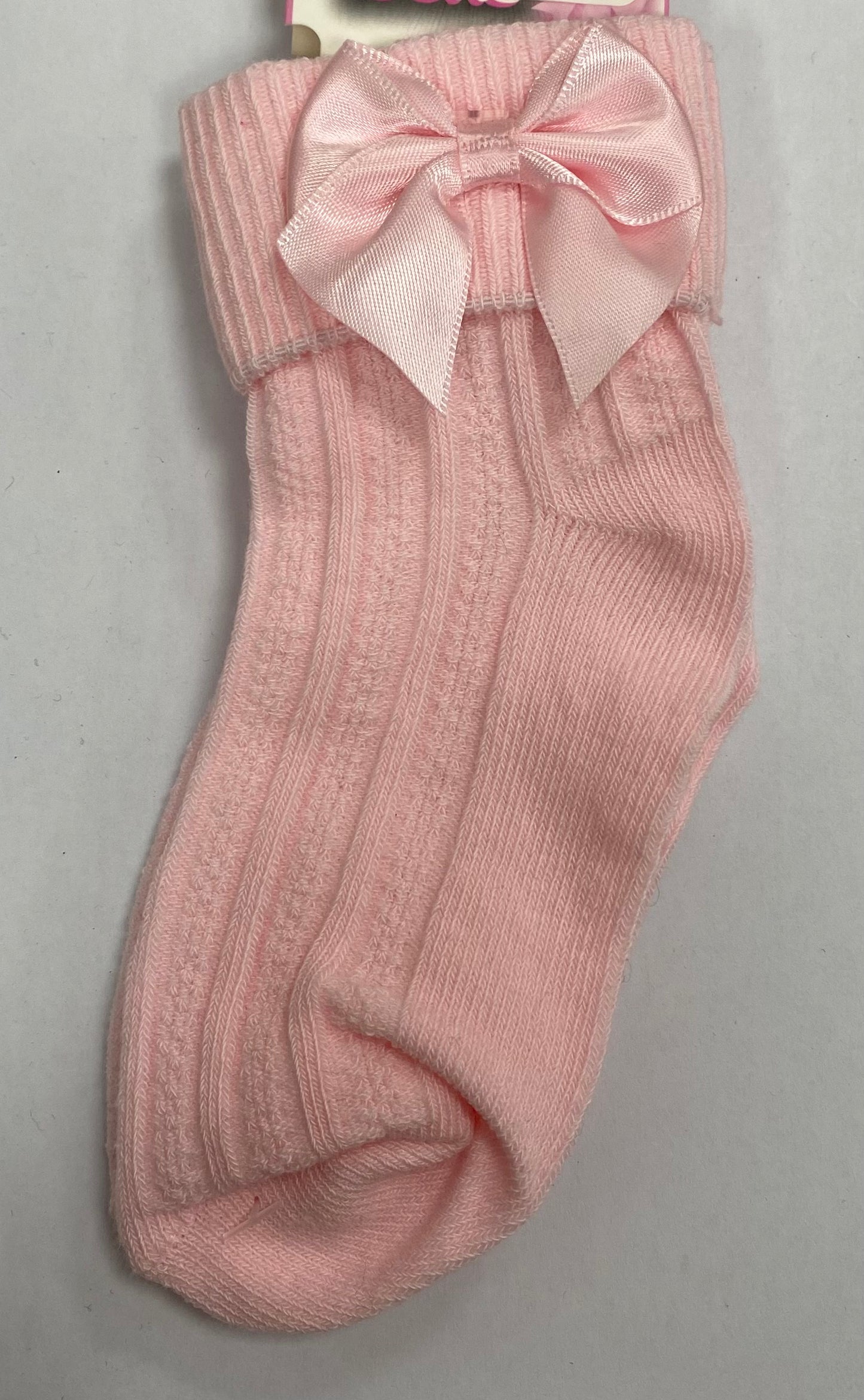 Girls Pink Socks W/ Satin Bow