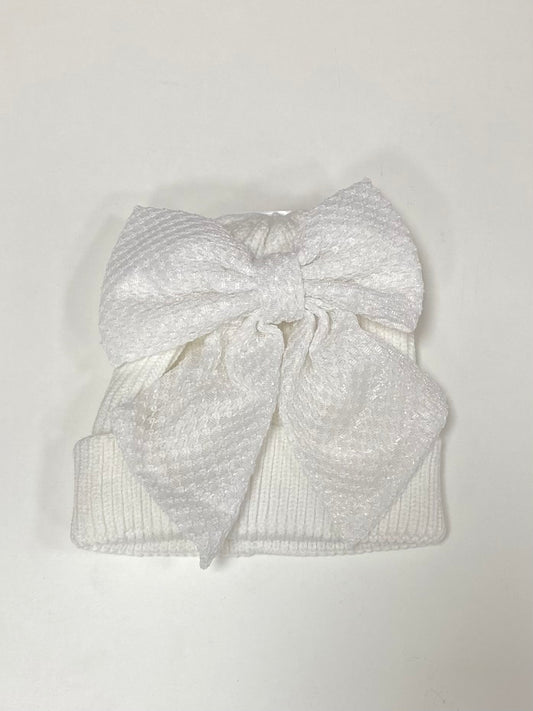 Girls White Large Bow Hat - 9612000