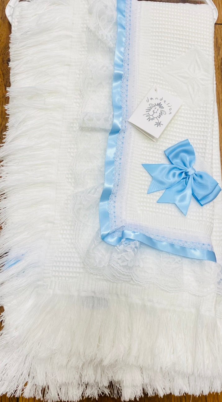 Blue Bow & Frill Shawl