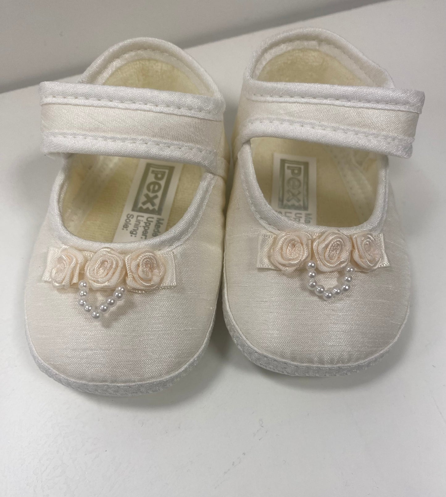 Girls Ivory Rose & Diamonte Shoe