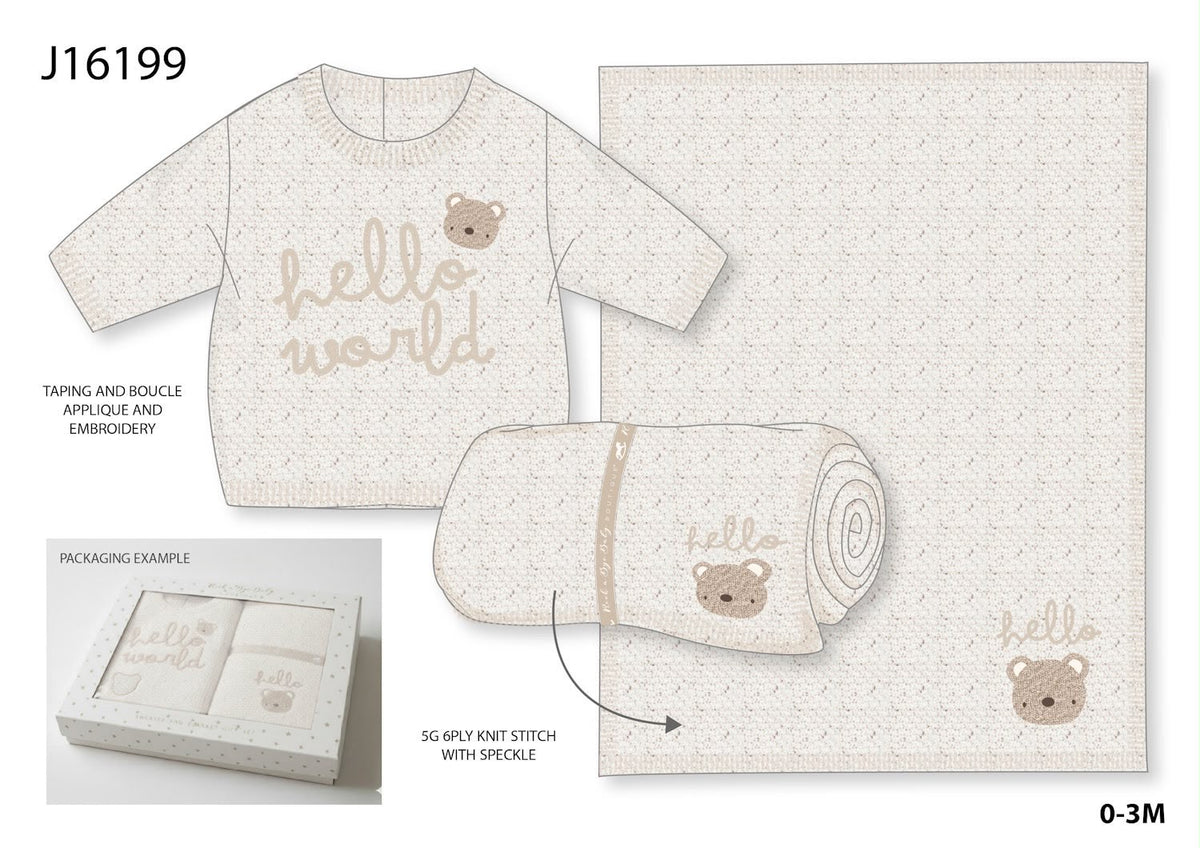 Hello World Bear Cream Baby Set