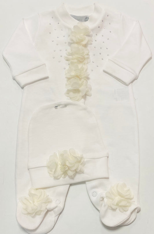 Girls Ruffle Diamonte All In One W/ Hat