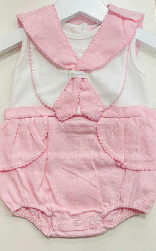 Girls Pretty Pink Sailor Romper