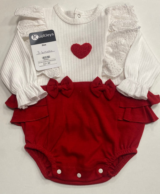 Girls Heart Romper W headband & Socks