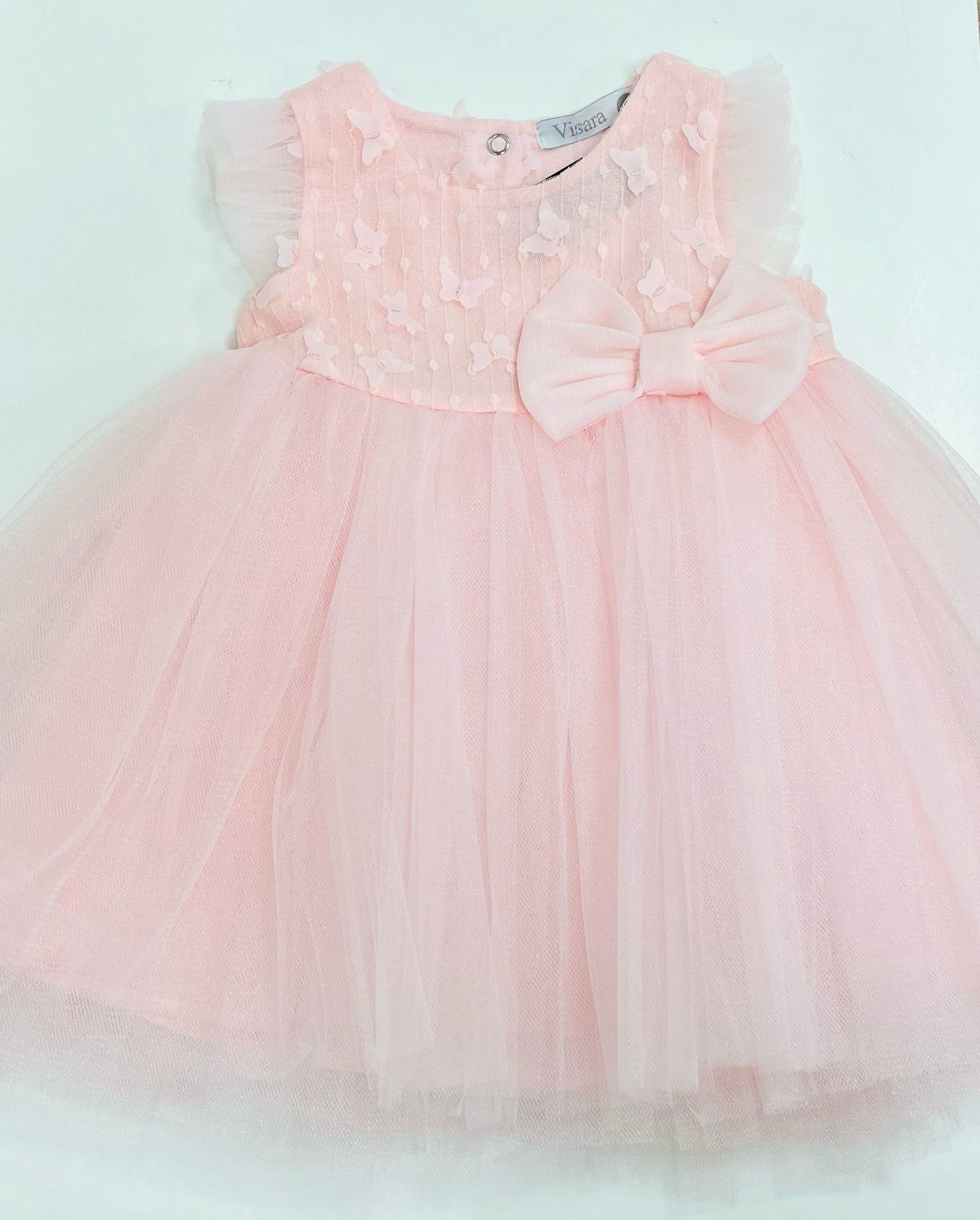Girls Pink Frill Dress W/ Bow