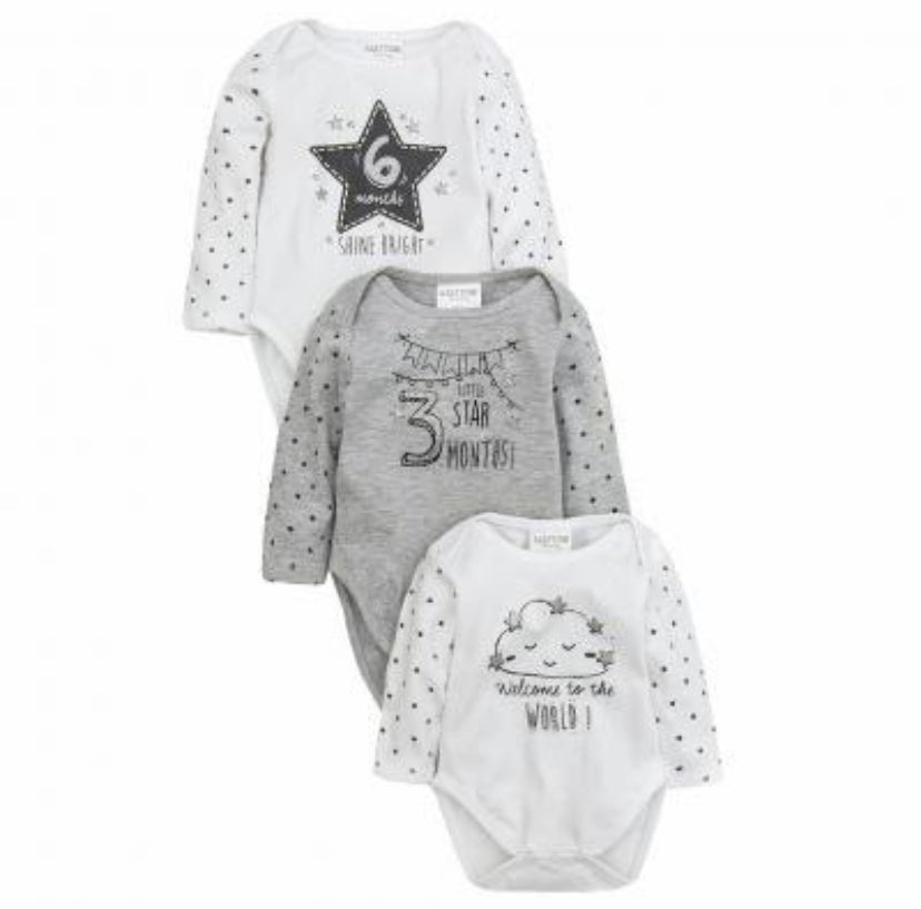 Unisex Milestone Bodysuit Newborn,0-3,3-6