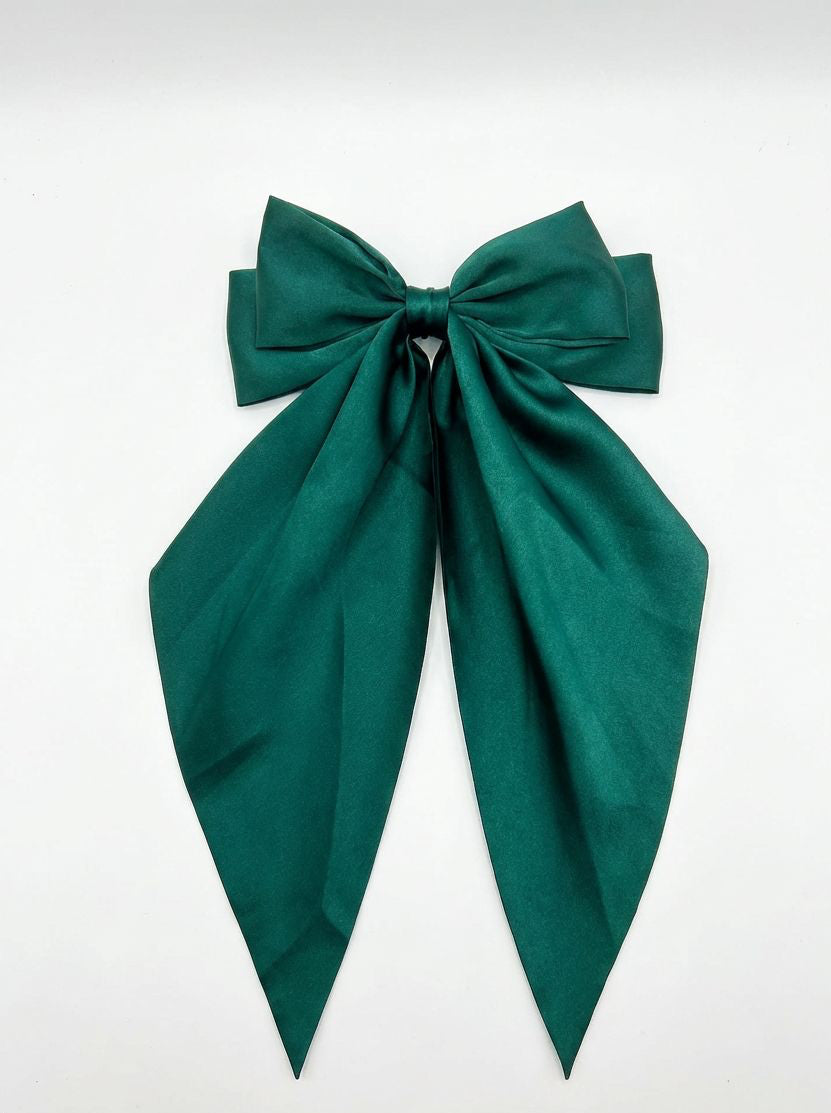 Bottle green bow clip