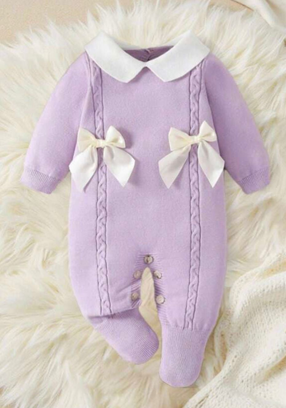 Girls clothing two bow baby grow