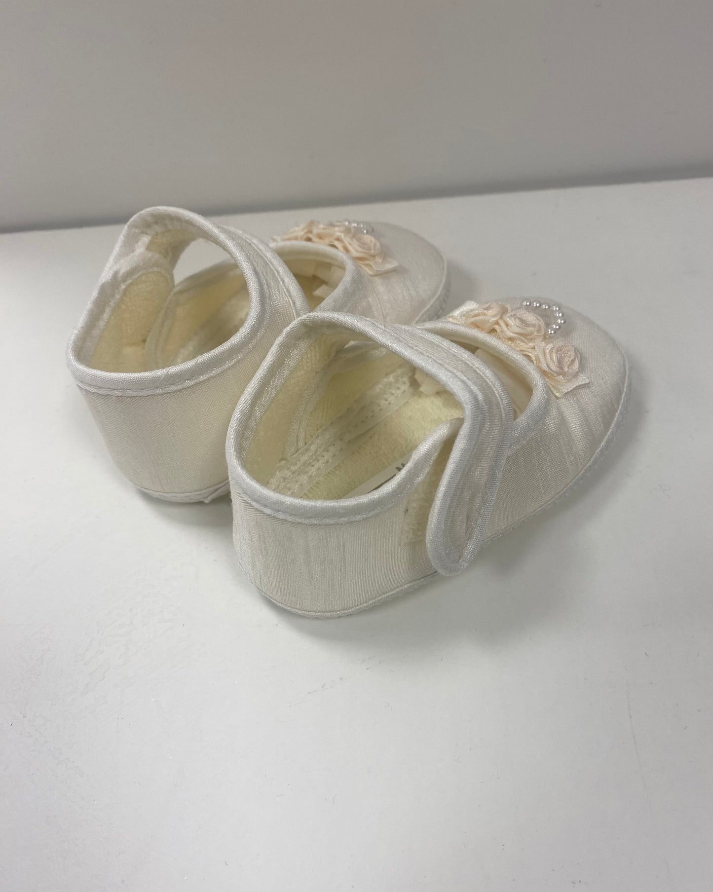 Girls Ivory Rose & Diamonte Shoe