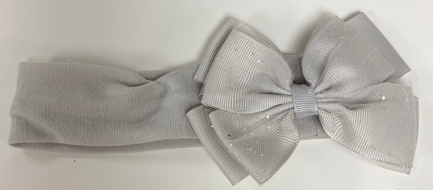 Girls Grey Bow Headband