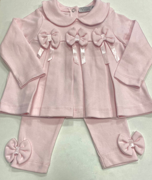 Girls Pink Bow Dress & Leggings