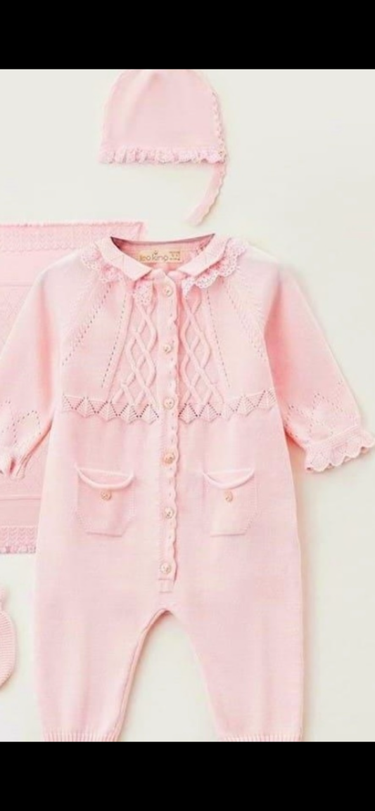 Girls Fine Knit Cotton 2 Part Set GLL9611420 - Baby Pink