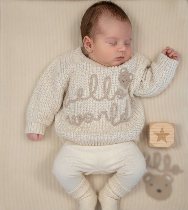 Hello World Bear Cream Baby Set