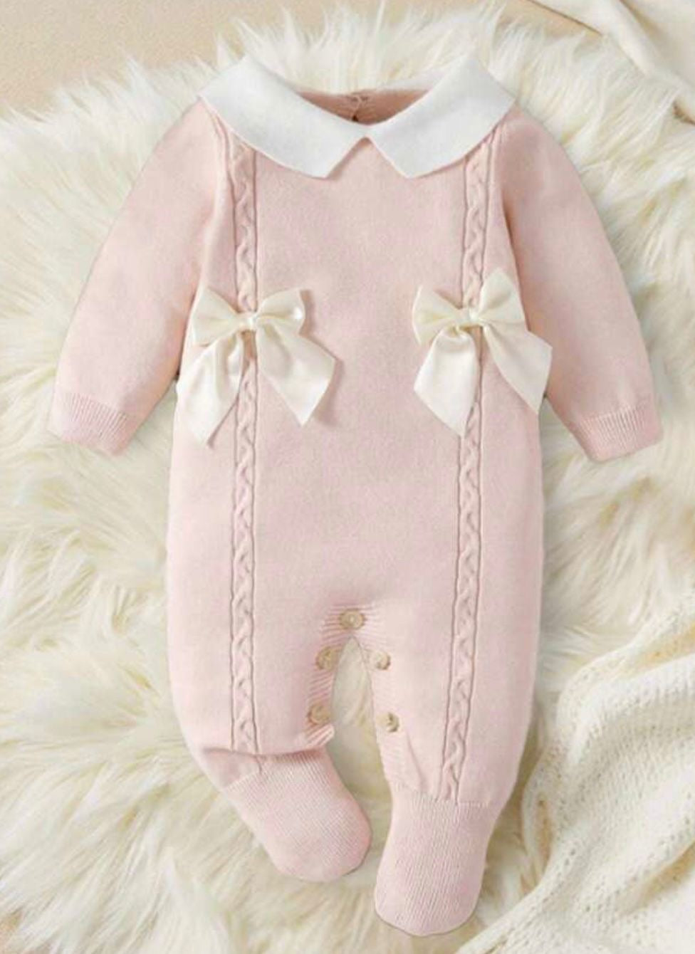 Girls clothing two bow baby grow