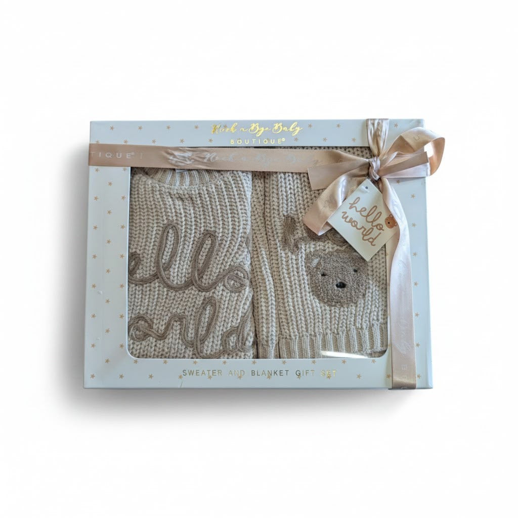 Hello World Bear Cream Baby Set