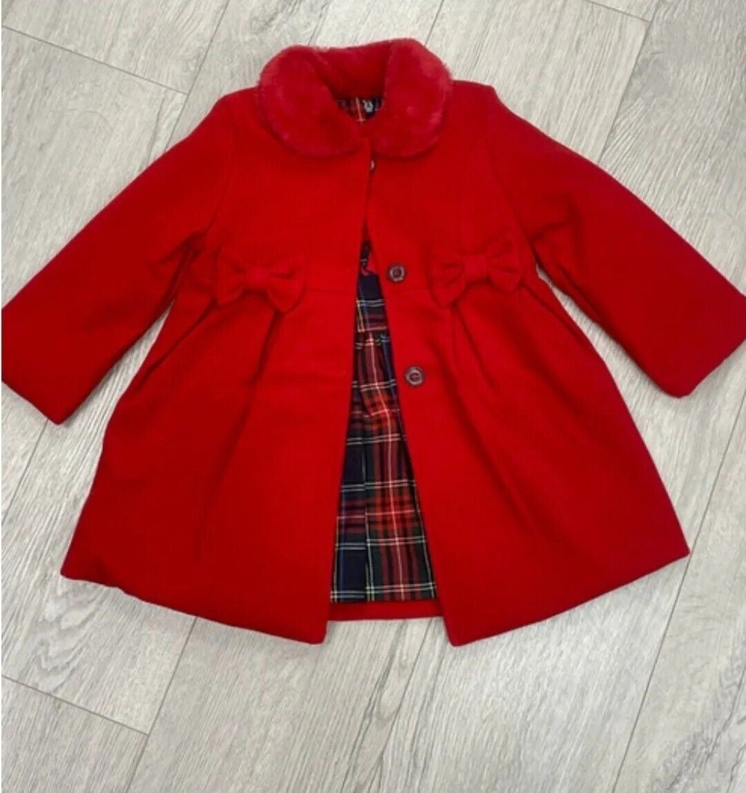 Girls clothing red fur collar coat