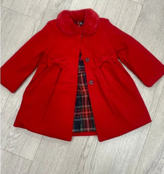 Girls clothing red fur collar coat