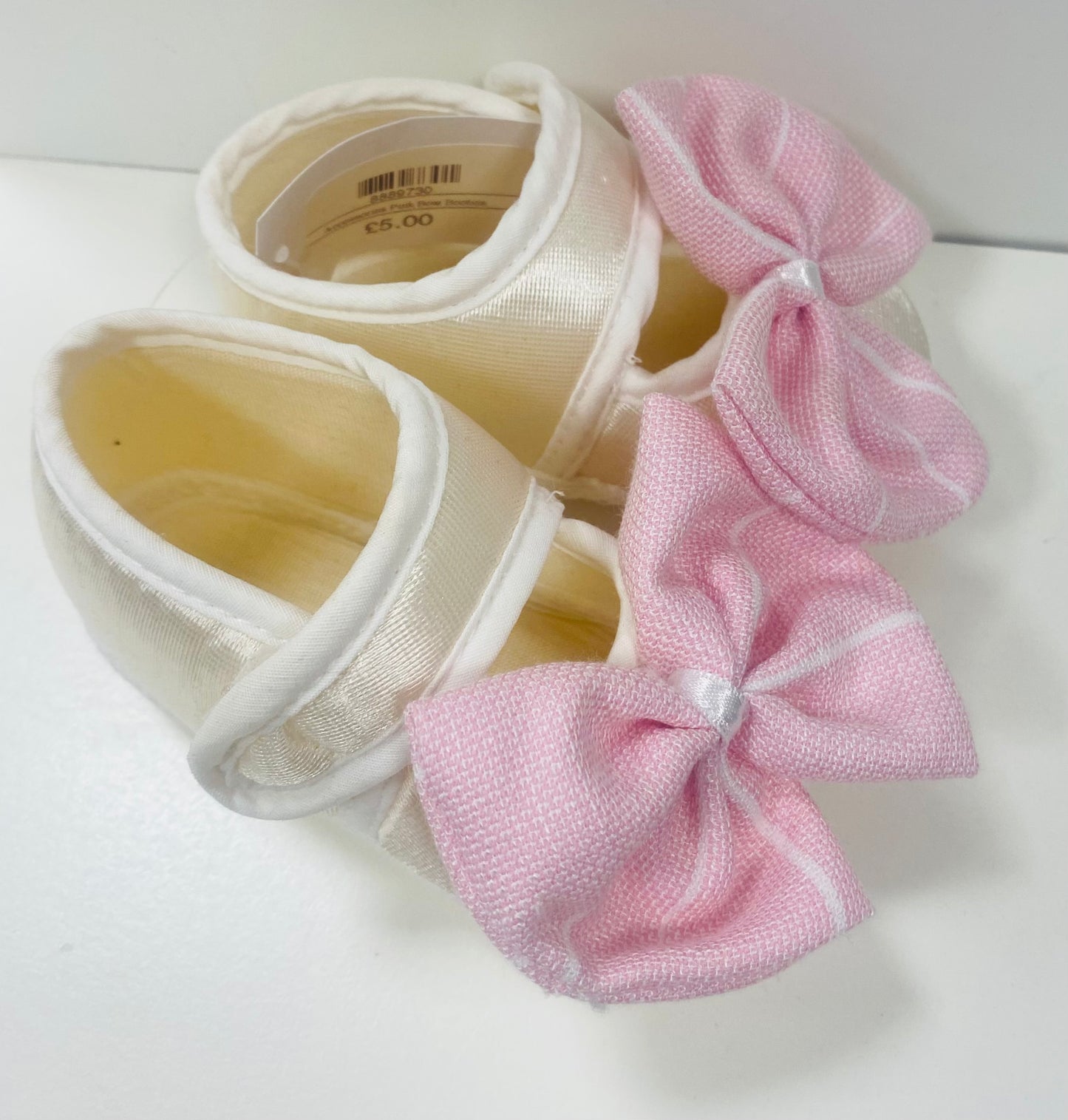 Girls Ivory Pink Bow Booties