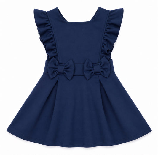 Girls School Uniform Ruffled Bow Pinafore 3/4-11/12 JK