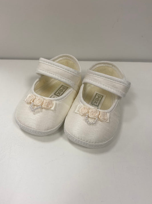 Girls Ivory Rose & Diamonte Shoe