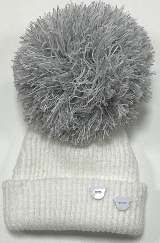 Teddy Button Pom Hat