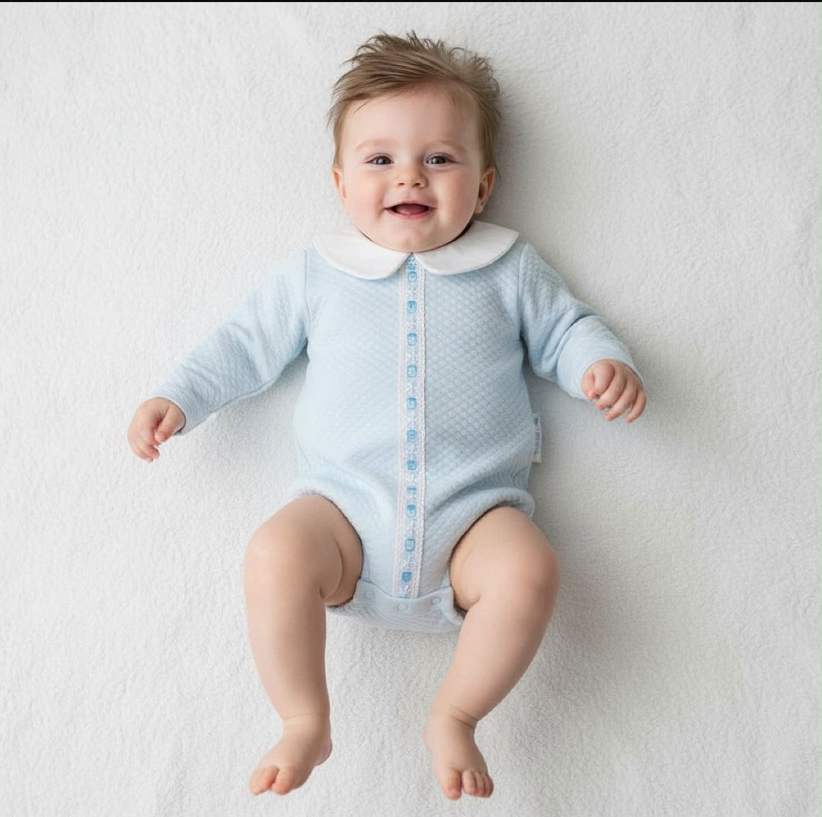 Clothing Boys Lace Romper Blue Newborn-3/6 months