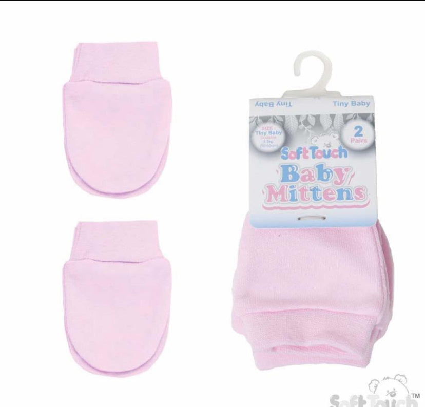 Pink tiny baby mittens