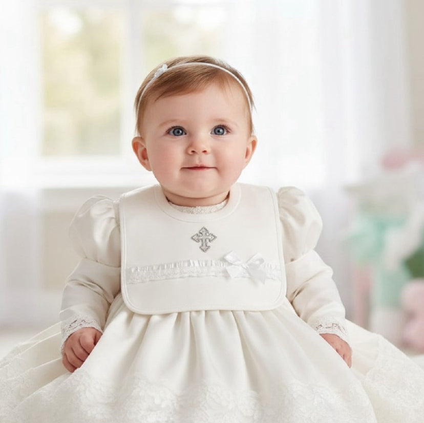 Baby Christening Cross Bib One Size