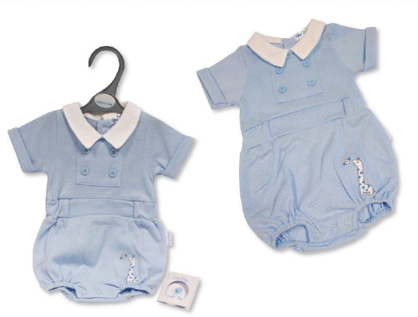 Tiny baby boys, giraffe romper