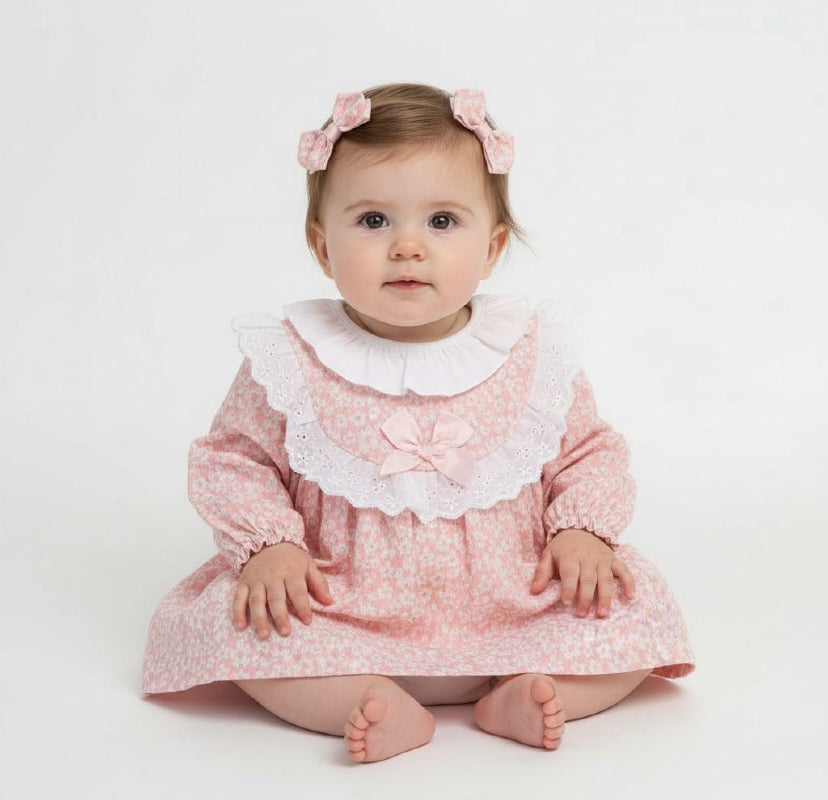 Girls Pink lace floral dress ￼