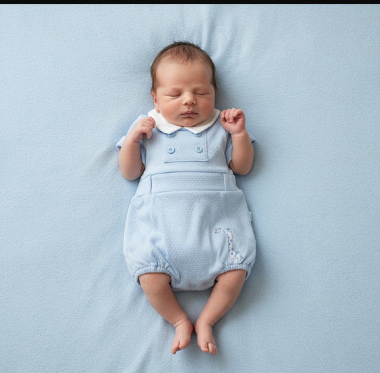 Tiny baby boys, giraffe romper