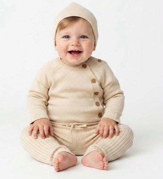 Unisex Beige Knit set