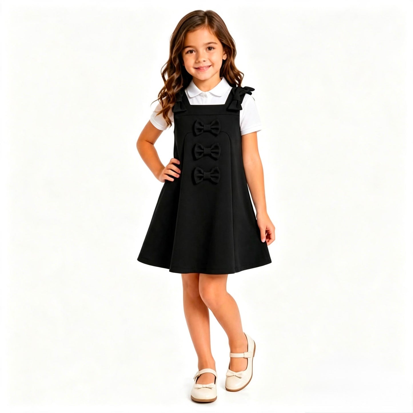Girls School Uniform Bow Dress 3/4-11-12 years JK