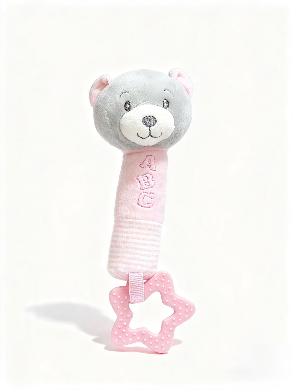 Pink Squeaky Bear Toy Teether 0+