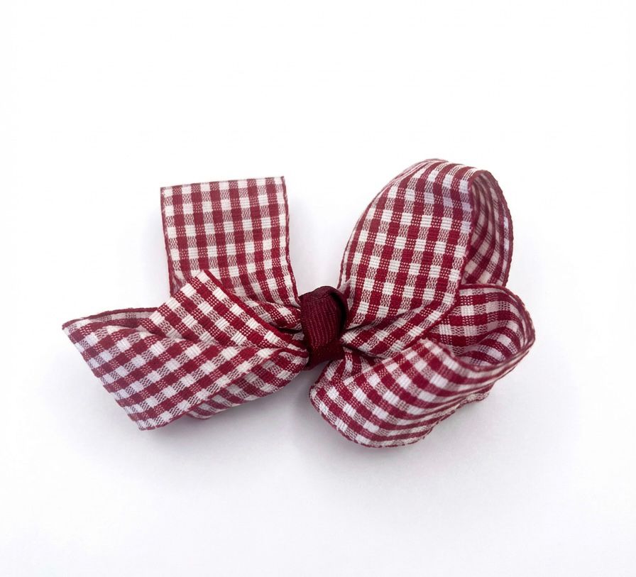 Gingham bow clip