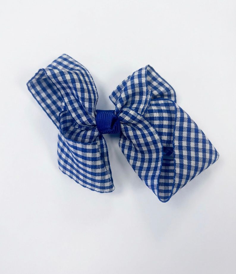Gingham bow clip