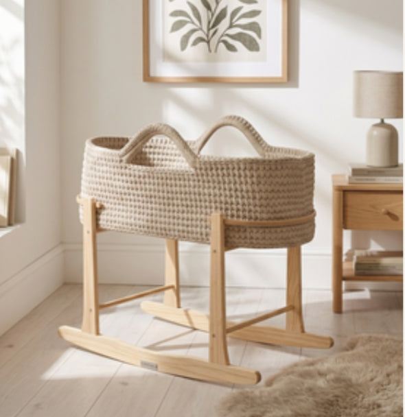 CROCHET MOSES BASKET(WITH NATURAL ROCKINGSTAND)