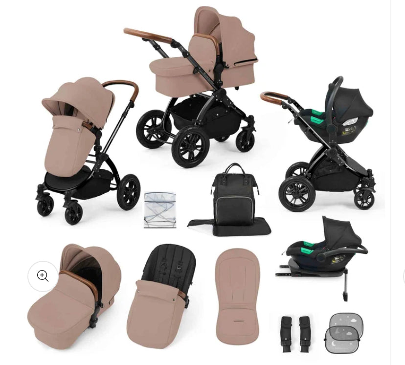 Ickle Bubba-STOMP LUXE 12 PIECE TRAVEL SYSTEM WITH I-SIZE CIRRUS CAR SEAT & ISOFIX BASE