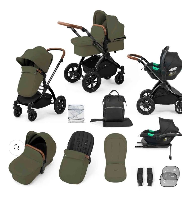 Ickle Bubba-STOMP LUXE 12 PIECE TRAVEL SYSTEM WITH I-SIZE CIRRUS CAR SEAT & ISOFIX BASE